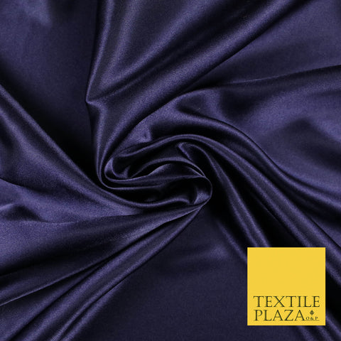 DARK NAVY BLUE Luxury Plain Smooth Shiny Lightweight Poly Satin Fabric Dress Lining Material 58" 5646