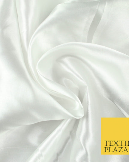 OFF WHITE Luxury Plain Smooth Shiny Lightweight Poly Satin Fabric Dress Lining Material 58" 5649