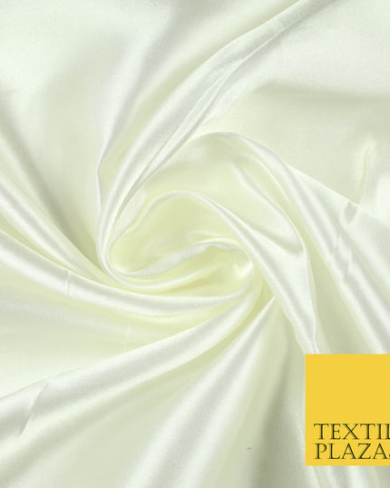 CREAM Luxury Plain Smooth Shiny Lightweight Poly Satin Fabric Dress Lining Material 58" 5650
