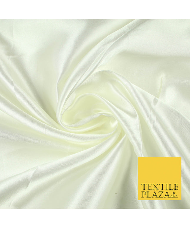 CREAM Luxury Plain Smooth Shiny Lightweight Poly Satin Fabric Dress Lining Material 58" 5650