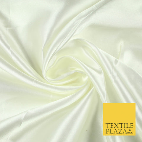 CREAM Luxury Plain Smooth Shiny Lightweight Poly Satin Fabric Dress Lining Material 58" 5650