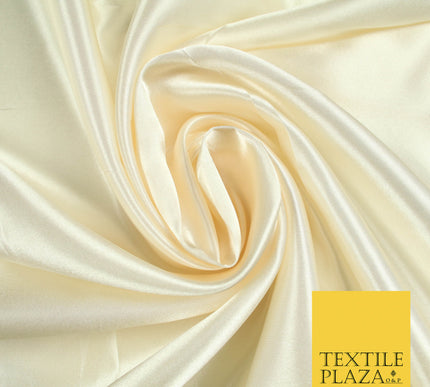 IVORY / VANILLA Luxury Plain Smooth Shiny Lightweight Poly Satin Fabric Dress Lining Material 58" 5651