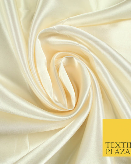 IVORY / VANILLA Luxury Plain Smooth Shiny Lightweight Poly Satin Fabric Dress Lining Material 58" 5651