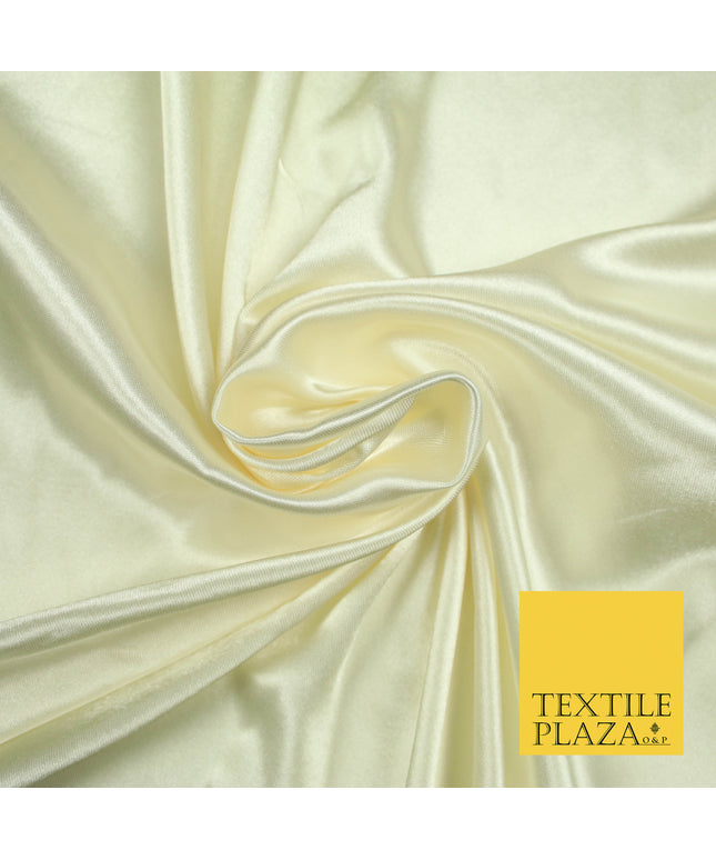 WARM CREAM Luxury Plain Smooth Shiny Lightweight Poly Satin Fabric Dress Lining Material 58" 5652