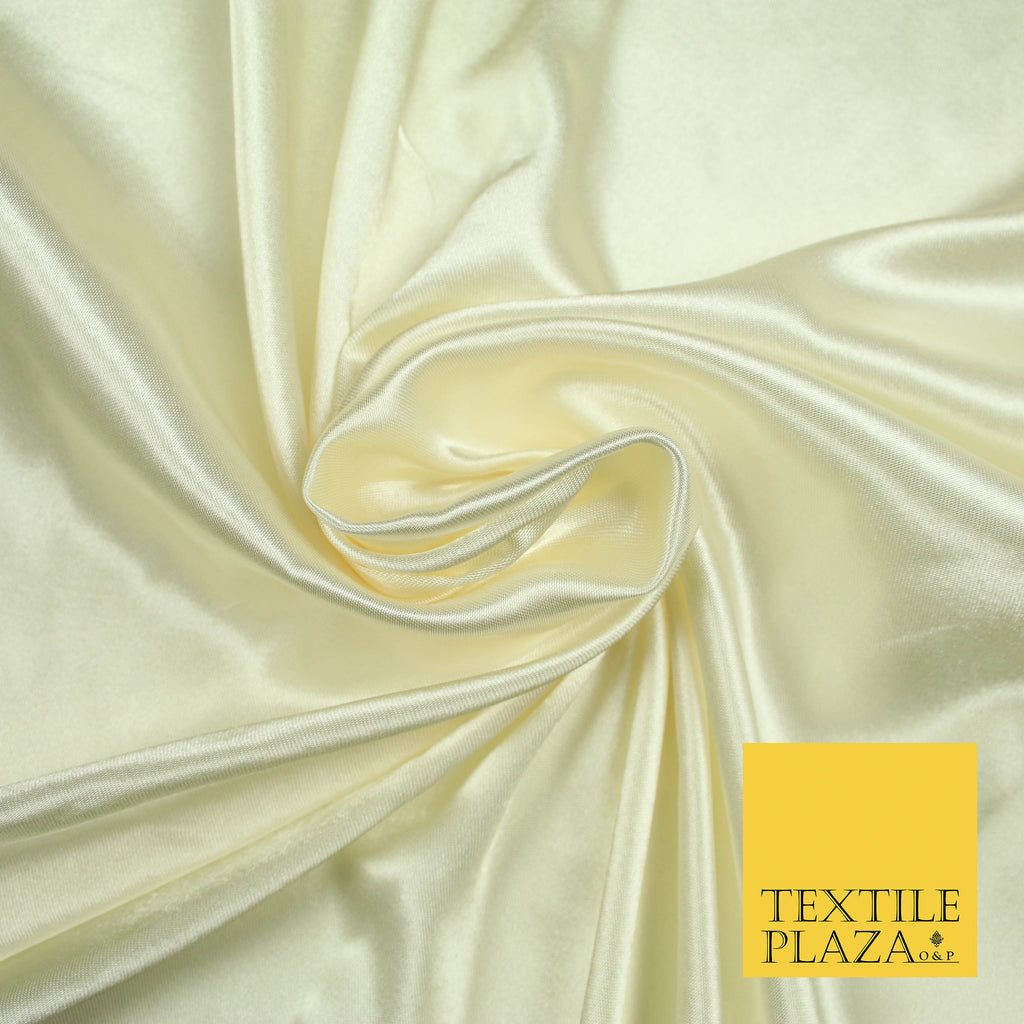 WARM CREAM Luxury Plain Smooth Shiny Lightweight Poly Satin Fabric Dress Lining Material 58" 5652