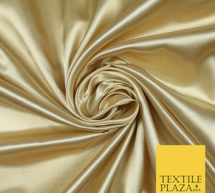 BEIGE Luxury Plain Smooth Shiny Lightweight Poly Satin Fabric Dress Lining Material 58" 5655