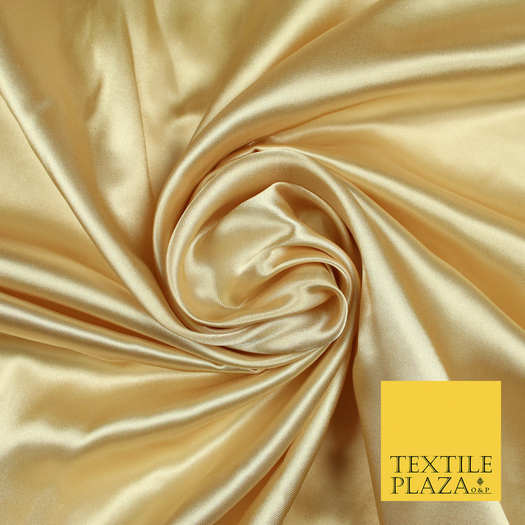 WARM GOLD Luxury Plain Smooth Shiny Lightweight Poly Satin Fabric Dress Lining Material 58" 5657