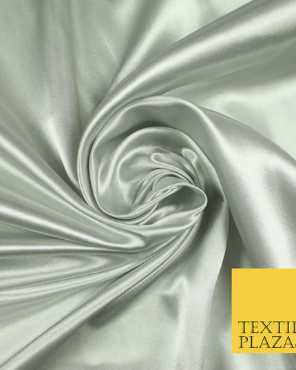 PALE GREY Luxury Plain Smooth Shiny Lightweight Poly Satin Fabric Dress Lining Material 58" 5659