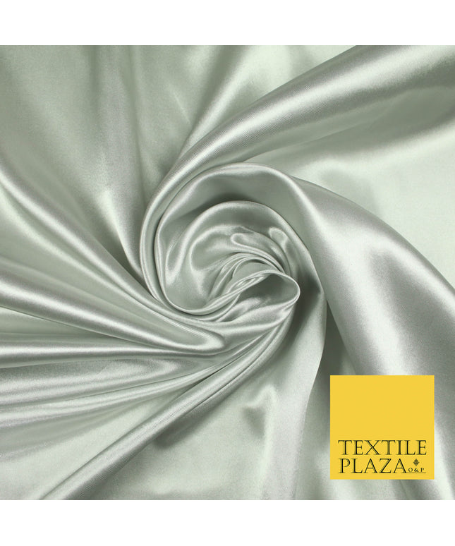 PALE GREY Luxury Plain Smooth Shiny Lightweight Poly Satin Fabric Dress Lining Material 58" 5659