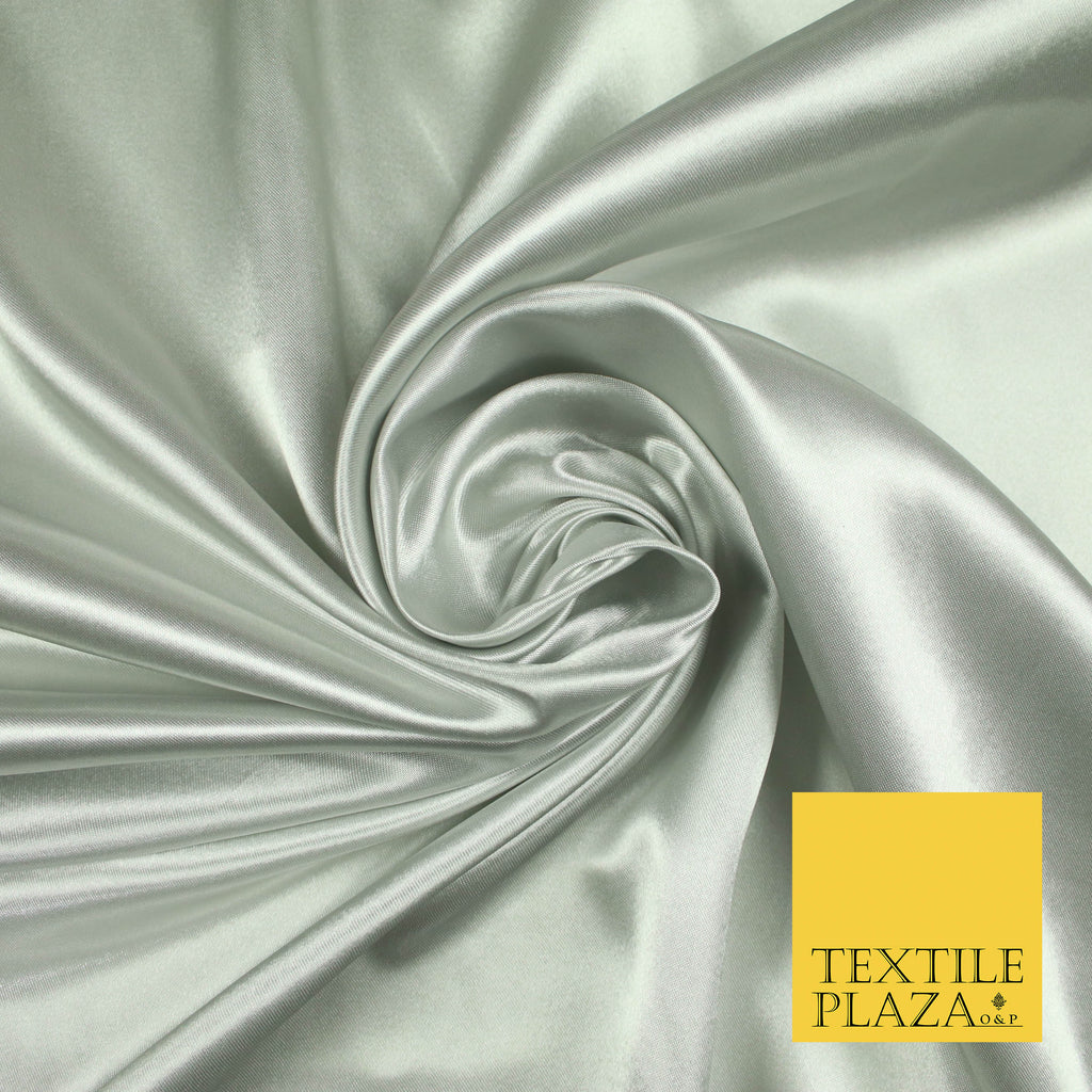 PALE GREY Luxury Plain Smooth Shiny Lightweight Poly Satin Fabric Dress Lining Material 58" 5659