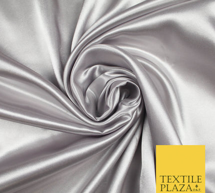 COOL GREY Luxury Plain Smooth Shiny Lightweight Poly Satin Fabric Dress Lining Material 58" 5662