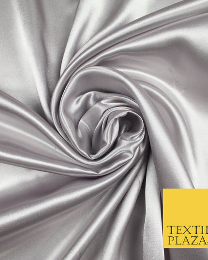 COOL GREY Luxury Plain Smooth Shiny Lightweight Poly Satin Fabric Dress Lining Material 58" 5662