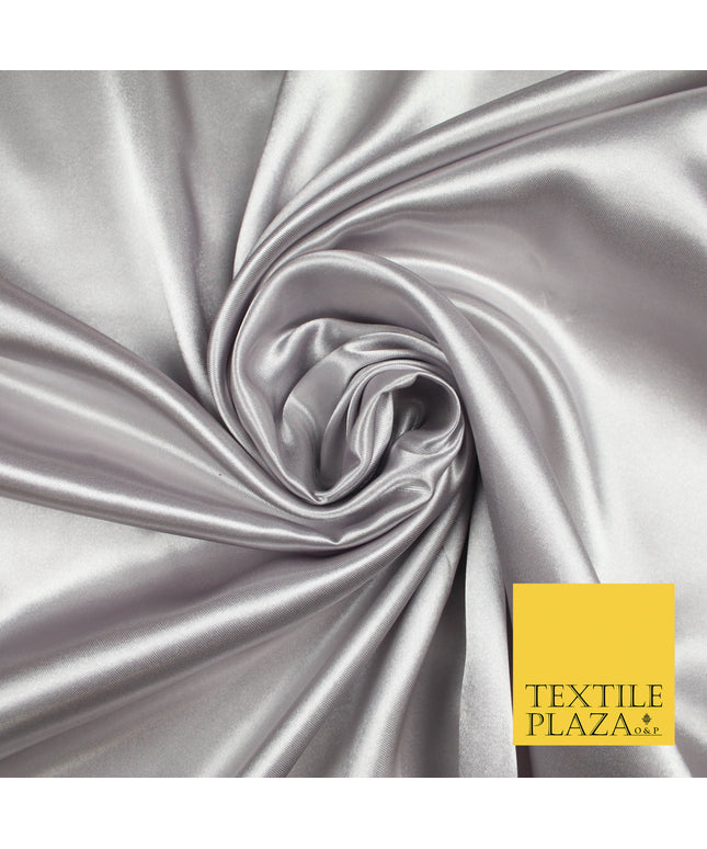 COOL GREY Luxury Plain Smooth Shiny Lightweight Poly Satin Fabric Dress Lining Material 58" 5662