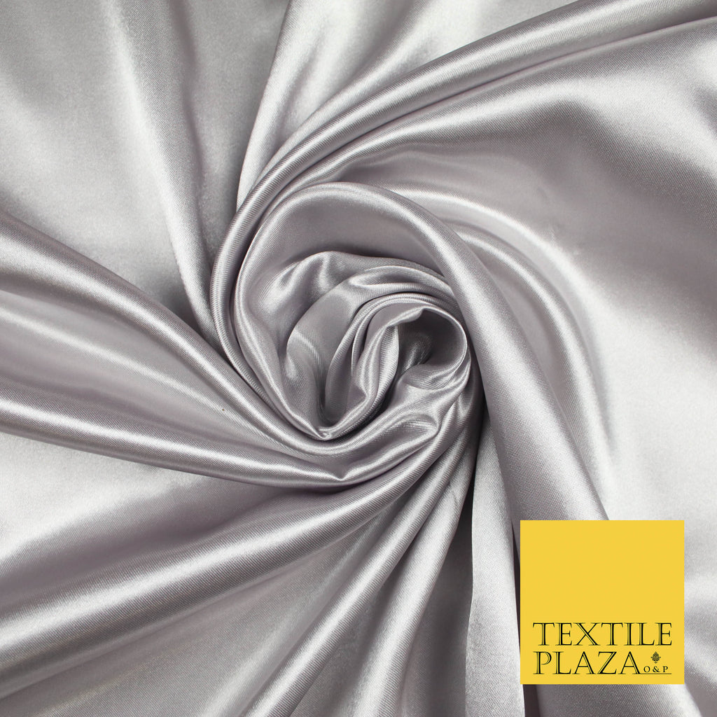 COOL GREY Luxury Plain Smooth Shiny Lightweight Poly Satin Fabric Dress Lining Material 58" 5662