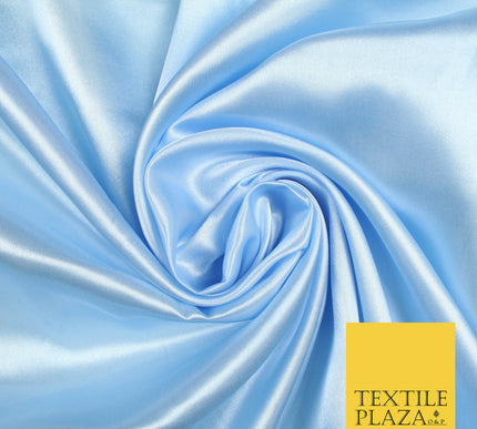 BABY BLUE Luxury Plain Smooth Shiny Lightweight Poly Satin Fabric Dress Lining Material 58" 5663