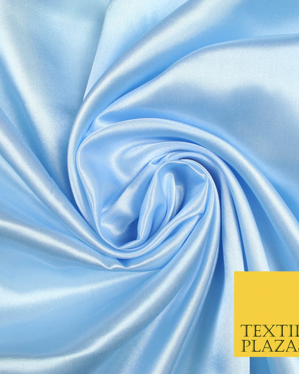 BABY BLUE Luxury Plain Smooth Shiny Lightweight Poly Satin Fabric Dress Lining Material 58" 5663