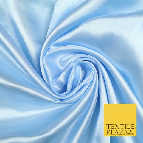 BABY BLUE Luxury Plain Smooth Shiny Lightweight Poly Satin Fabric Dress Lining Material 58" 5663