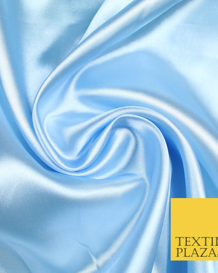 CHAMBRAY BLUE Luxury Plain Smooth Shiny Lightweight Poly Satin Fabric Dress Lining Material 58" 5664