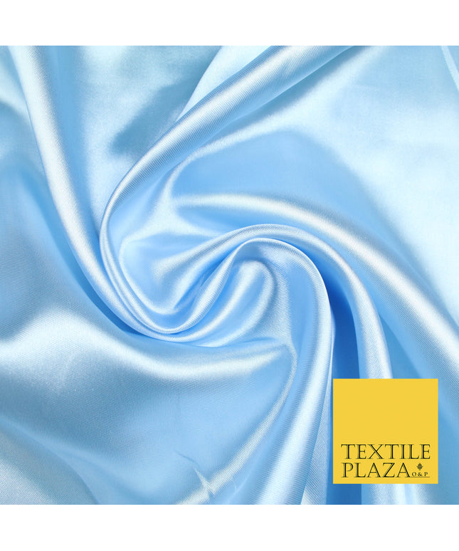 CHAMBRAY BLUE Luxury Plain Smooth Shiny Lightweight Poly Satin Fabric Dress Lining Material 58" 5664