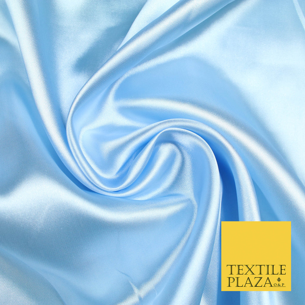 CHAMBRAY BLUE Luxury Plain Smooth Shiny Lightweight Poly Satin Fabric Dress Lining Material 58" 5664