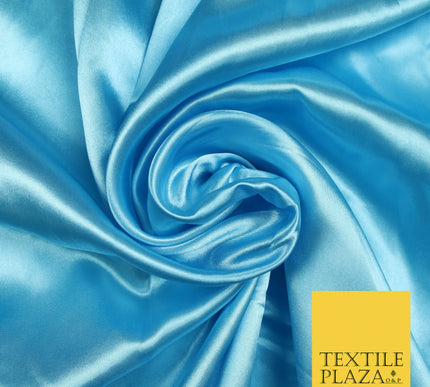 SKY BLUE Luxury Plain Smooth Shiny Lightweight Poly Satin Fabric Dress Lining Material 58" 5665