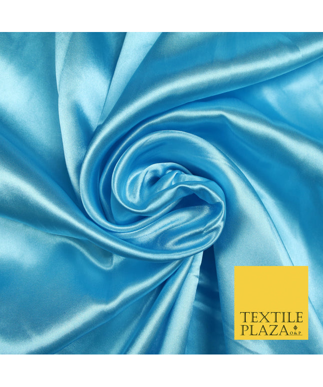 SKY BLUE Luxury Plain Smooth Shiny Lightweight Poly Satin Fabric Dress Lining Material 58" 5665