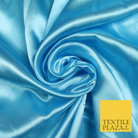 SKY BLUE Luxury Plain Smooth Shiny Lightweight Poly Satin Fabric Dress Lining Material 58" 5665