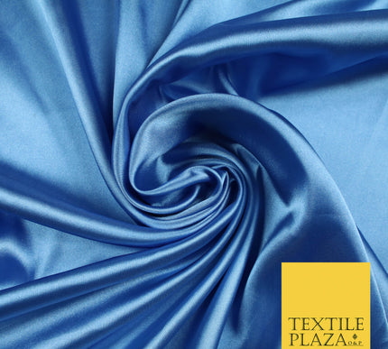 DENIM BLUE Luxury Plain Smooth Shiny Lightweight Poly Satin Fabric Dress Lining Material 58" 5666