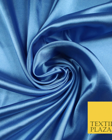 DENIM BLUE Luxury Plain Smooth Shiny Lightweight Poly Satin Fabric Dress Lining Material 58" 5666