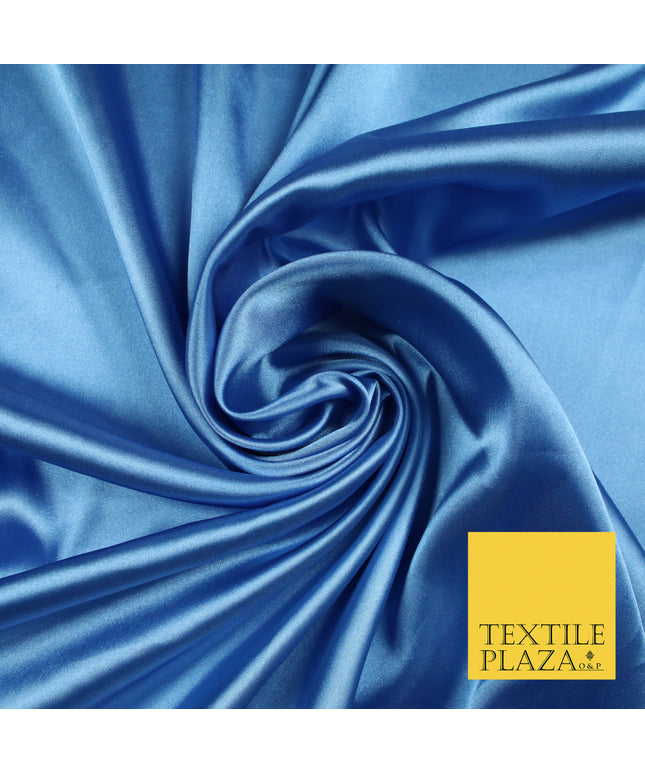 DENIM BLUE Luxury Plain Smooth Shiny Lightweight Poly Satin Fabric Dress Lining Material 58" 5666