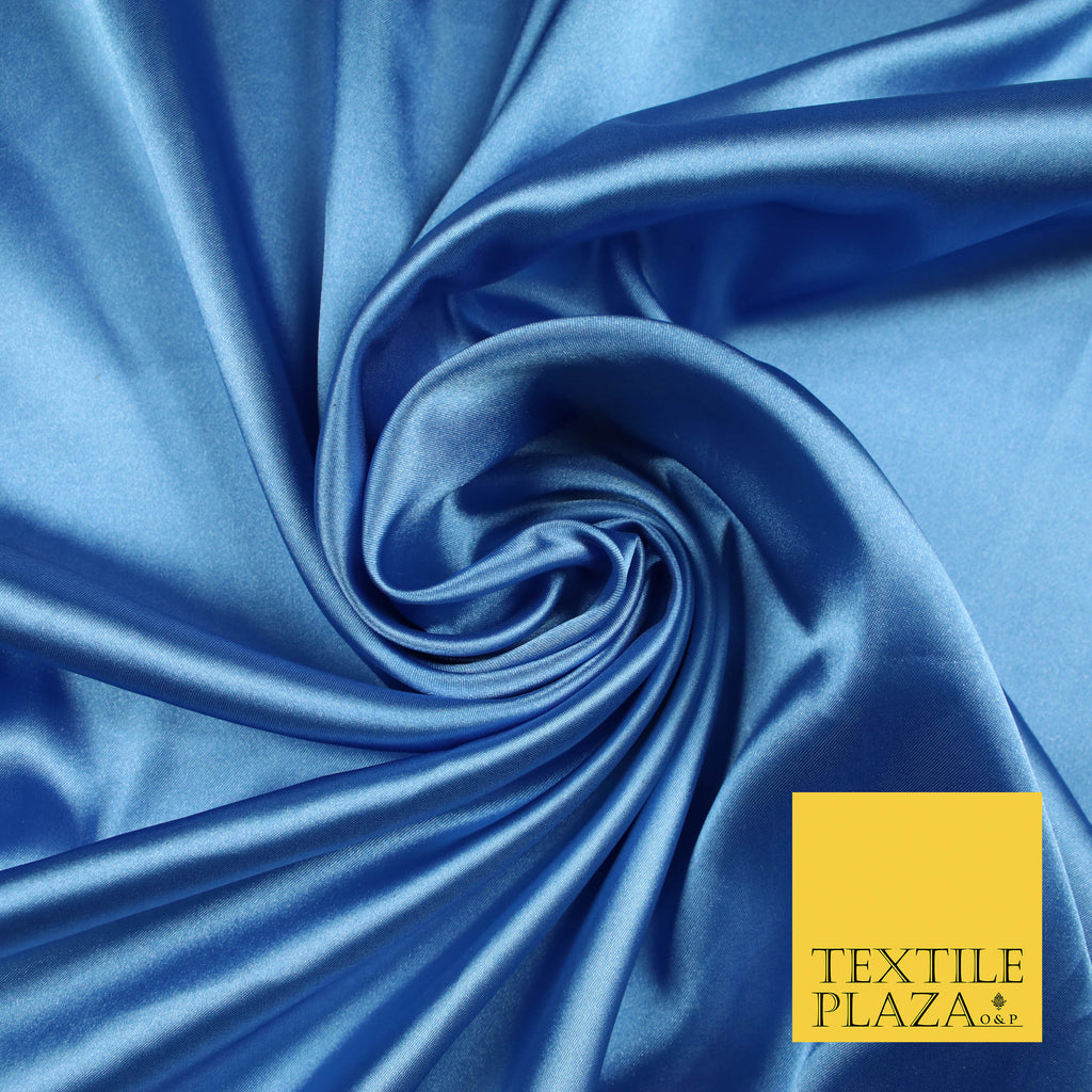 DENIM BLUE Luxury Plain Smooth Shiny Lightweight Poly Satin Fabric Dress Lining Material 58" 5666