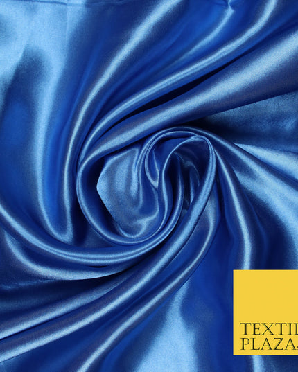 COBALT BLUE Luxury Plain Smooth Shiny Lightweight Poly Satin Fabric Dress Lining Material 58" 5667
