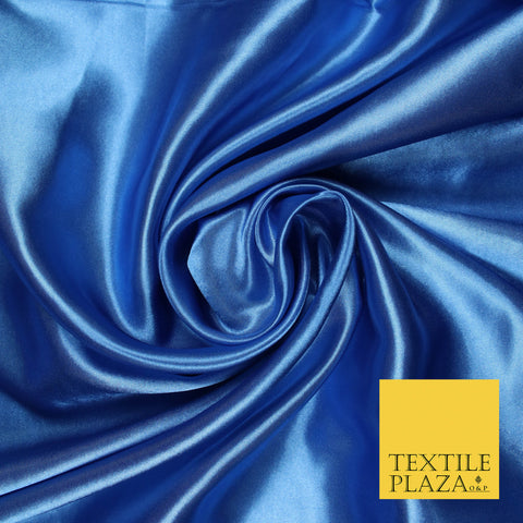 COBALT BLUE Luxury Plain Smooth Shiny Lightweight Poly Satin Fabric Dress Lining Material 58" 5667