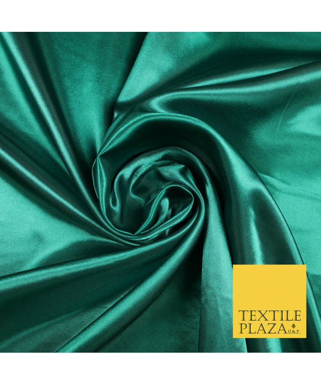 JADE GREEN Luxury Plain Smooth Shiny Lightweight Poly Satin Fabric Dress Lining Material 58" 5669