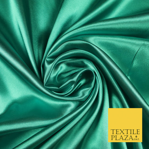 SEA GREEN Luxury Plain Smooth Shiny Lightweight Poly Satin Fabric Dress Lining Material 58" 5670