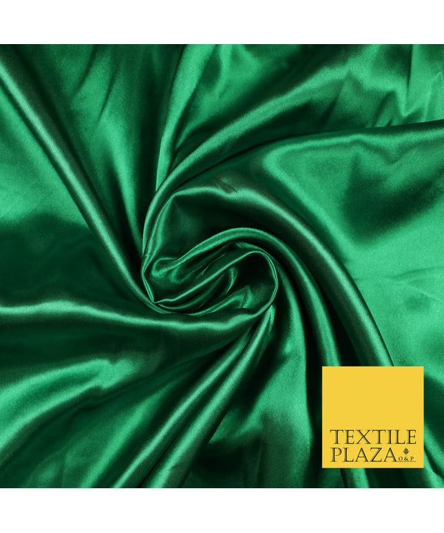 EMERALD GREEN Luxury Plain Smooth Shiny Lightweight Poly Satin Fabric Dress Lining Material 58" 5672