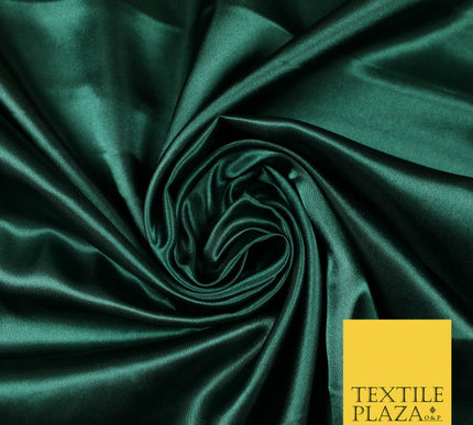 BOTTLE GREEN Luxury Plain Smooth Shiny Lightweight Poly Satin Fabric Dress Lining Material 58" 5673