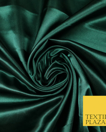 BOTTLE GREEN Luxury Plain Smooth Shiny Lightweight Poly Satin Fabric Dress Lining Material 58" 5673