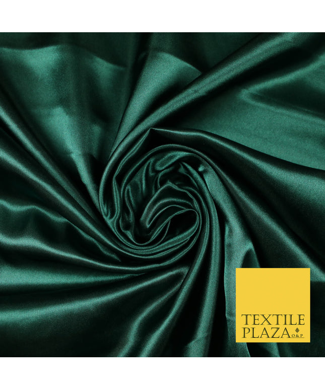 BOTTLE GREEN Luxury Plain Smooth Shiny Lightweight Poly Satin Fabric Dress Lining Material 58" 5673