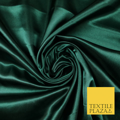 BOTTLE GREEN Luxury Plain Smooth Shiny Lightweight Poly Satin Fabric Dress Lining Material 58" 5673