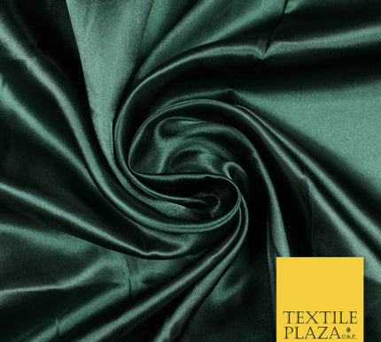 DARK GREEN Luxury Plain Smooth Shiny Lightweight Poly Satin Fabric Dress Lining Material 58" 5674