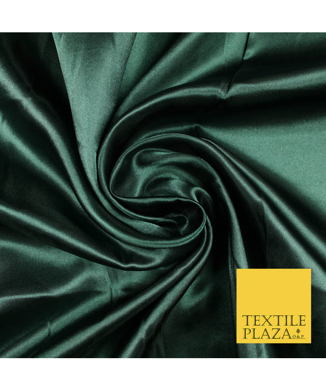 DARK GREEN Luxury Plain Smooth Shiny Lightweight Poly Satin Fabric Dress Lining Material 58" 5674