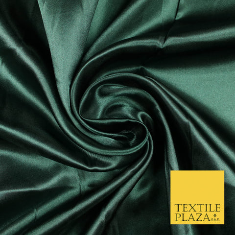 DARK GREEN Luxury Plain Smooth Shiny Lightweight Poly Satin Fabric Dress Lining Material 58" 5674