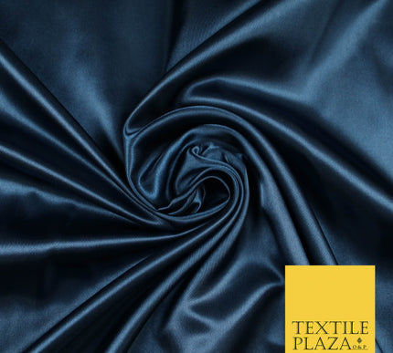MIDNIGHT BLUE Luxury Plain Smooth Shiny Lightweight Poly Satin Fabric Dress Lining Material 58" 5675