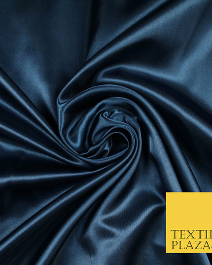 MIDNIGHT BLUE Luxury Plain Smooth Shiny Lightweight Poly Satin Fabric Dress Lining Material 58" 5675