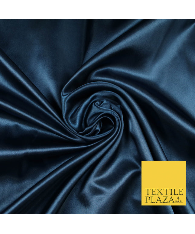 MIDNIGHT BLUE Luxury Plain Smooth Shiny Lightweight Poly Satin Fabric Dress Lining Material 58" 5675