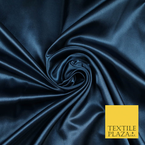 MIDNIGHT BLUE Luxury Plain Smooth Shiny Lightweight Poly Satin Fabric Dress Lining Material 58" 5675