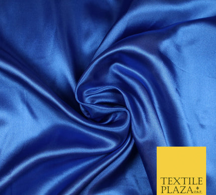ROYAL BLUE Luxury Plain Smooth Shiny Lightweight Poly Satin Fabric Dress Lining Material 58" 5676