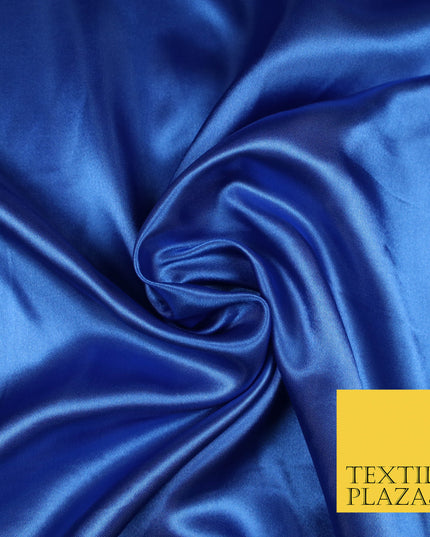 ROYAL BLUE Luxury Plain Smooth Shiny Lightweight Poly Satin Fabric Dress Lining Material 58" 5676