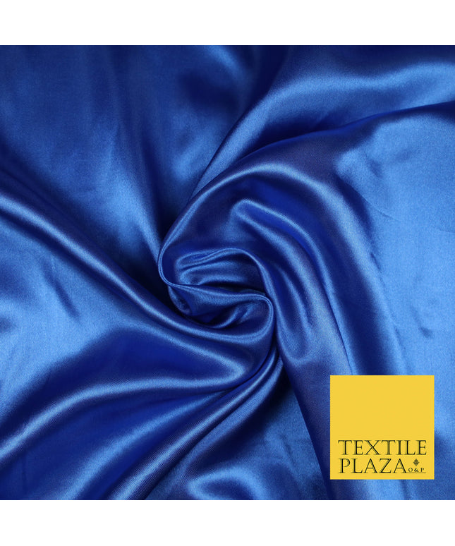 ROYAL BLUE Luxury Plain Smooth Shiny Lightweight Poly Satin Fabric Dress Lining Material 58" 5676